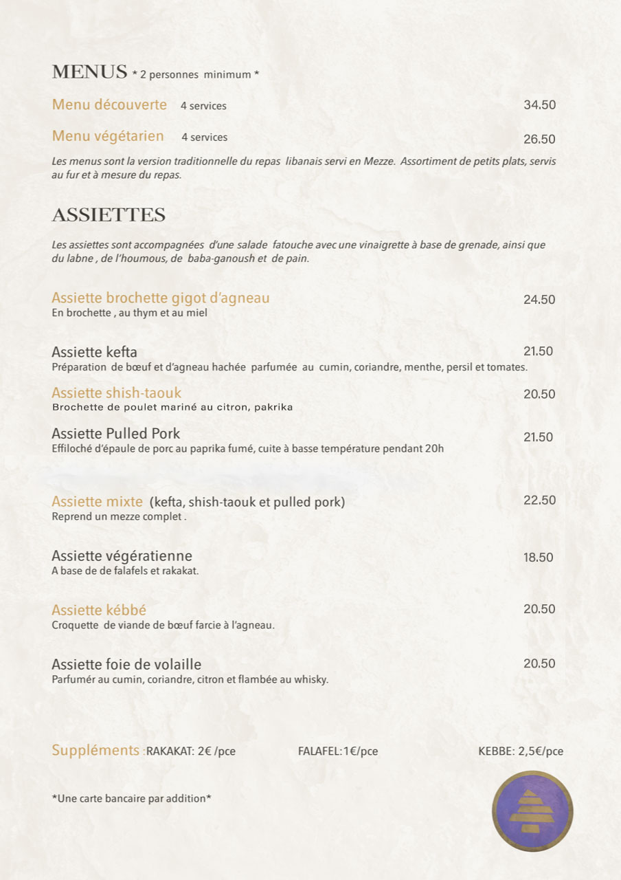 carte des menus